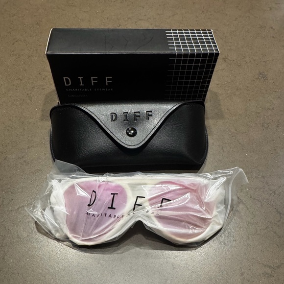 DIFF Tosca II Sunglasses White Frame/Pink Lenses - Picture 2 of 16